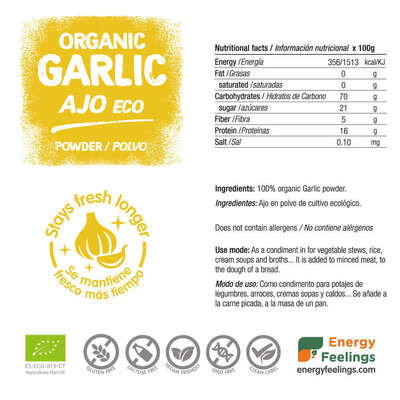 Alho em Pó BIO da ENERGY FEELINGS (200 g) – Moonsport (label)