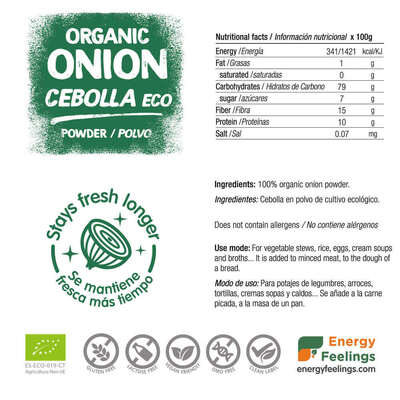 Cebola em Pó BIO da ENERGY FEELINGS (200 g) – Moonsport (label)