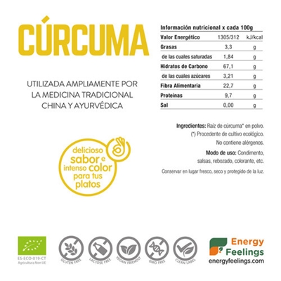 Curcuma em Pó BIO da ENERGY FEELINGS (200 g) – Moonsport (label)