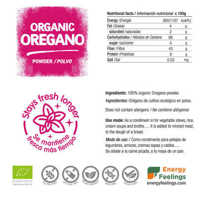 Orégãos em Pó BIO da ENERGY FEELINGS (200 g) – Moonsport (label)
