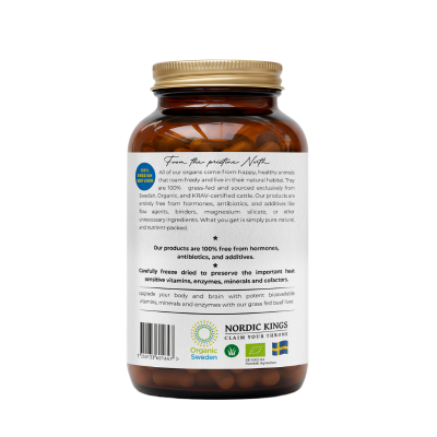 Verso da embalagem do Beef Liver Bio da Nordic Kings.