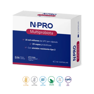 Embalagem de 30 cápsulas em blister do Multiprobiota da NPro.