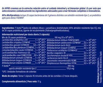Rótulo do Multiprobiota da NPRO.