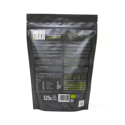Proteína em Pó Premium Neutra Bio MEGARAWBAR—100% natural, bio e vegan. 20 g de proteína completa/porção. Rica em leucina e superalimentos. Apta a celíacos.