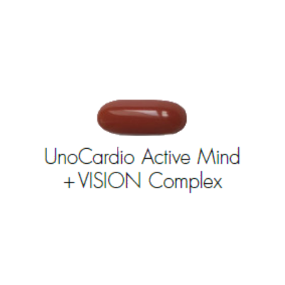 UnoCardio Active Mind + Vision Complex WHC Labs - 545mg ómega-3 (300mg EPA + 204mg DHA) + vit complexo B, vit D3, selénio, luteína, zeaxantina e ginseng.