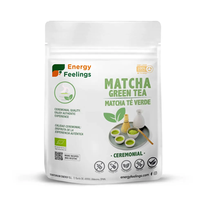 O Chá Verde Matcha Cerimonial Bio da Energy Feelings é 100% natural, delicioso e contém até 137 vezes mais antioxidantes que o chá verde comum. Experimenta!