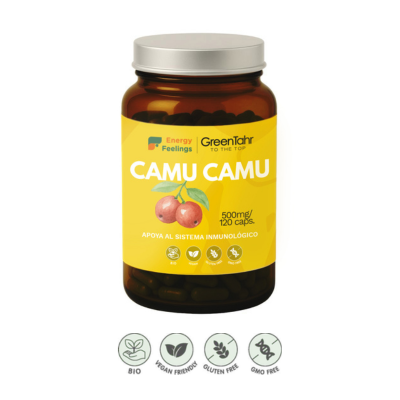 Embalagem de 120 cápsulas do Camu Camu Bio em cápsulas, da Energy Feelings.