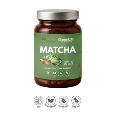 Embalagem de 90 cápsulas do Matcha Bio em cápsulas, da Energy Feelings.