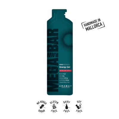 Embalagem de 62 g de Gel Energético com Cafeína ProSeries da MegaRawBar.
