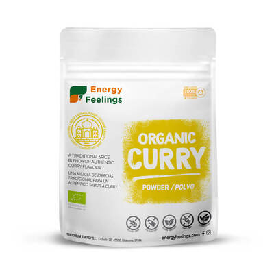 Embalagem de 200 g do Caril em Pó Bio da Energy Feelings.